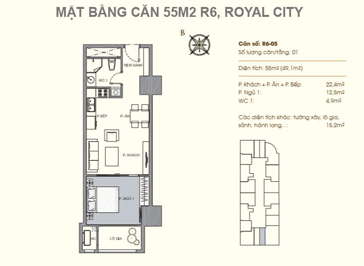 mat bang can 55m2 r6 royal city